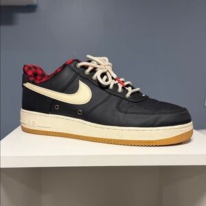 Nike Black and Cream Sneakers with Red Accents